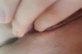 Sweet schoolgirl fucks with fingers her thigh vagina after school