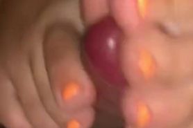 First time footjob college teen