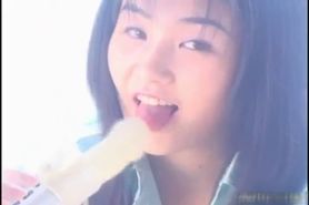 Super hot Japanese babe sucking a dildo part6