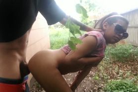 Latina Fucking and Sucking Long Dick in her Mom's back Yard..