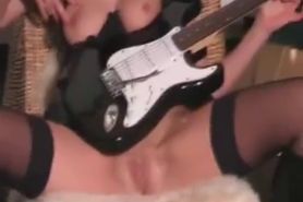 Hot Girl Masturbating With Guitar Then Fucking