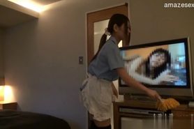 Japanese maid likes to suck and screw