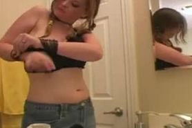Girl Trying On Her Bras