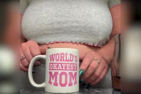 Mature Step Mom Gets Her Big Boobs Out While Making Morning Coffee