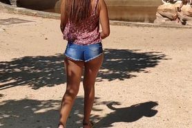 Exhibitionist tourist, my wife naked in public make me cum on holidays
