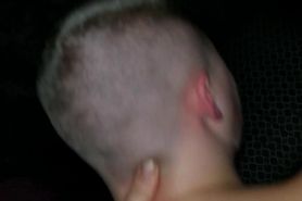 Short hair bbw gets cum on her shaved head