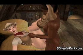 Foxy 3D cartoon cowgirl gets fucked by an ebony stud - video 1
