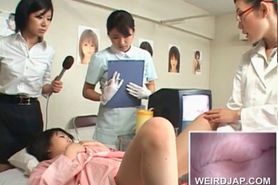 Japanese hairy pussy check at the doctors