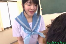 Asian schoolgirl eats cum