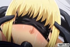 Blindfolded blonde hentai shemale gets fucked
