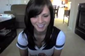 College brunette teases on webcam