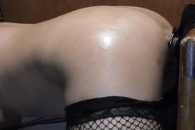 Sissy slut fucking a bbc dildo in doggystyle while being in chastity