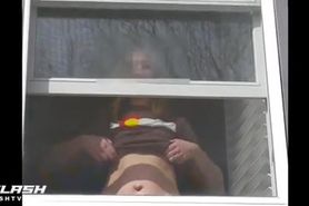 Neighbor flashing her tiny titties