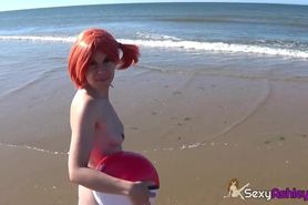 Misty nude cosplay (walking on the beach)