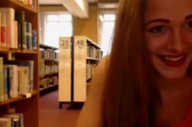 Camgirl flashing Body in Library