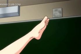 Horny anime teeny blowing and fucking giant cock