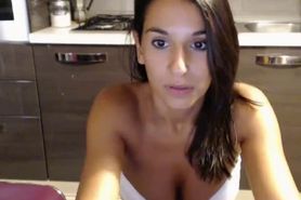 Skinny brunette shows her cute tits - video 1