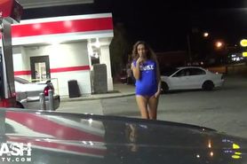 Pregnant Milf Flashing at Gas Station