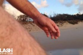 Nude on Public Beach Dickflash 1