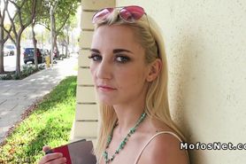 Blonde making sex tape in public for money
