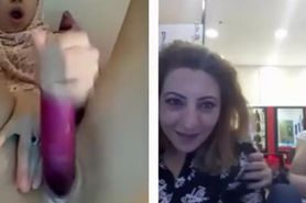Turkish woman laughing at flashing