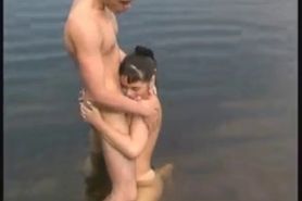 A good swim with a young man and a milf