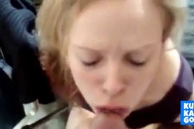 Blonde babe gives pov blowjob and swallows every drop - video 1