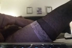 guy in stockings with dildo
