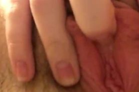 Ex fingers her hairy pussy on snap