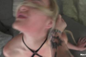 Slave gets hard 30 slaps spit piss drinking cum eating - Mya Quinn