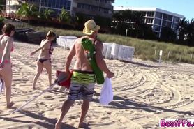 Hunk man pick up Ladies from the beach and fucks them