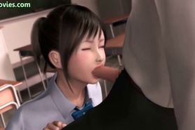 Animated student doing blowjob in classroom