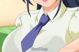 Anime hottie in glasses gets big tits teased in close-up - video 1