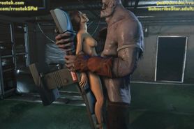 Lara Croft fucked hard by Coach in the mouth and then by Cyclop in gaped P