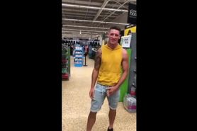 Shamelessly showing off dick in store in public