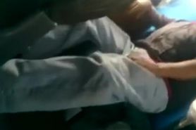 Pervert daddy gets his dick sucked on the bus
