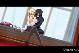 Blonde hentai girl fucked on the library floor