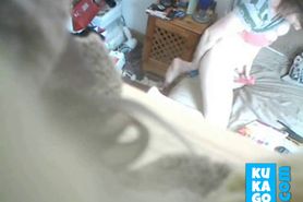 Wife uses two vibrators on hidden cam