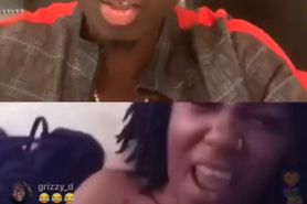 Sexy Black Girl Flashes her Titties on Instagram Live for Michael Blackson