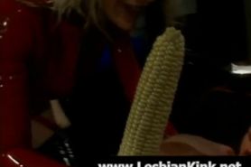 Lesbians have fun with corn