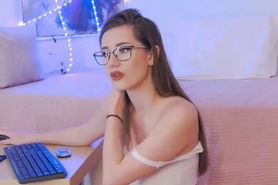 Hot girl with glasses showing off her body camshow