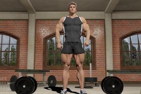Gregori grows huge_male muscle morph animation