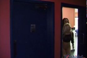 Girl using the mens room!
