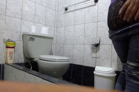 Hidden camera in public bathroom, anal sex