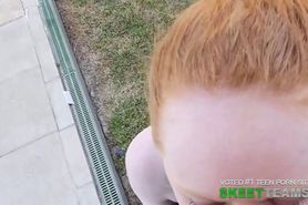 Sexy redhead teen loves POV outdoor fucking