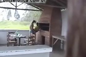 Fucking hot girl on barbecue area