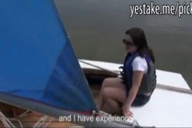 Brunette teen blows a dick and gets fucked on her sailboat