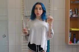 Small Teen with Perfect Body and Pretty Face Takes a Shower