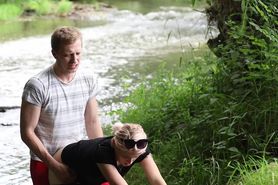 Sweet Teen public screw with horny stranger fan from  , she have orgasm in nature (free)
