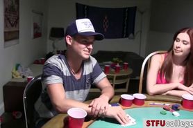 Sexy coeds fuck on the poker table